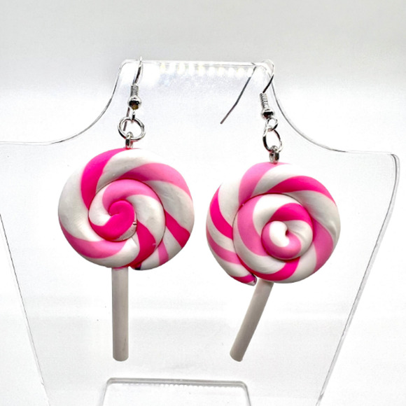 Lollipop Swirl Earrings - Sucker Earrings - Summer Earrings - Candy Earrings - Picture 1 of 8